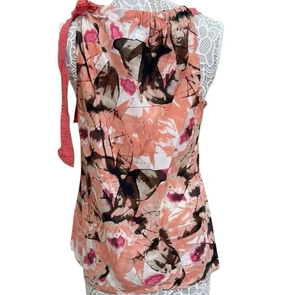Banana Republic 100% Silk Sleeveless Blouse – Coral Floral Print - Picture 5 of 10